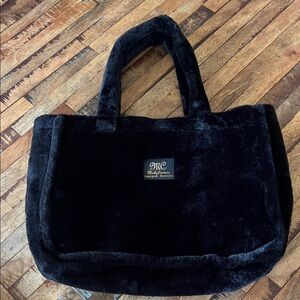 Minky Couture Black Plush Tote Bag